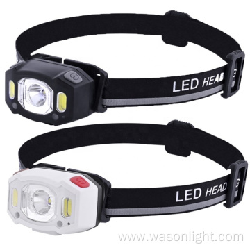 New Arrival LED Headlamp Gesture Sensing Headlight 350 Lumens Waterproof Rechargeable Head Lamp For Adults and Child